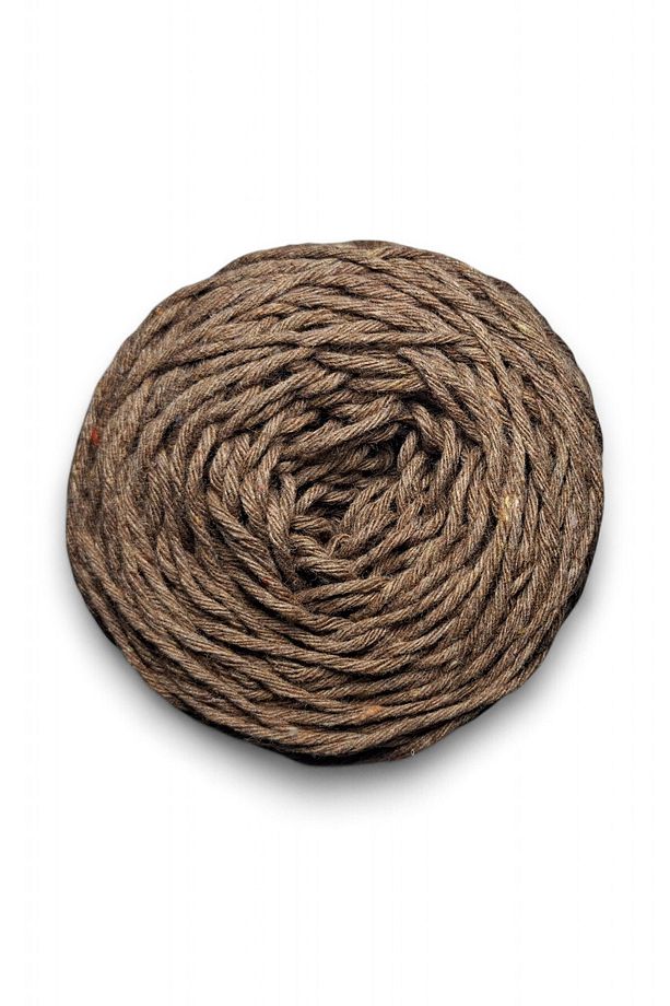 Toprak rengi, %100 koton , bükümlü el örgü ipi (200 gr.) - 3
