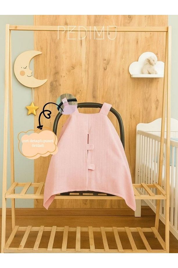 Gül Kurusu Renk Cırtlı Müslin Puset Örtüsü %100 Cotton - 1
