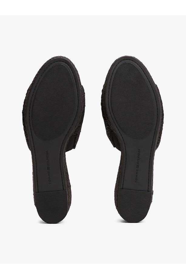 TH Monogram Linen Rope Wedge Sandals - 6