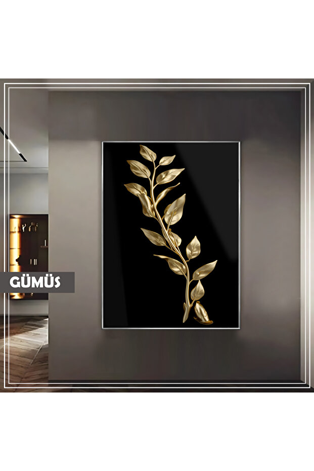 Amazing | Gold Leaf Patterned Model | Framed Tempered Glass Table Single Vertical