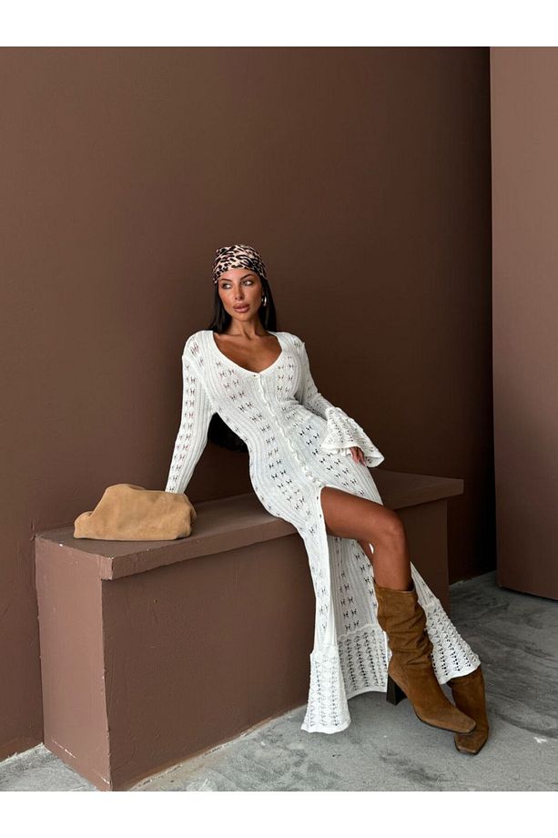 Yeni sezon triko ajurlu yazlık pamuklu üzün hırka Alhawi model - 4