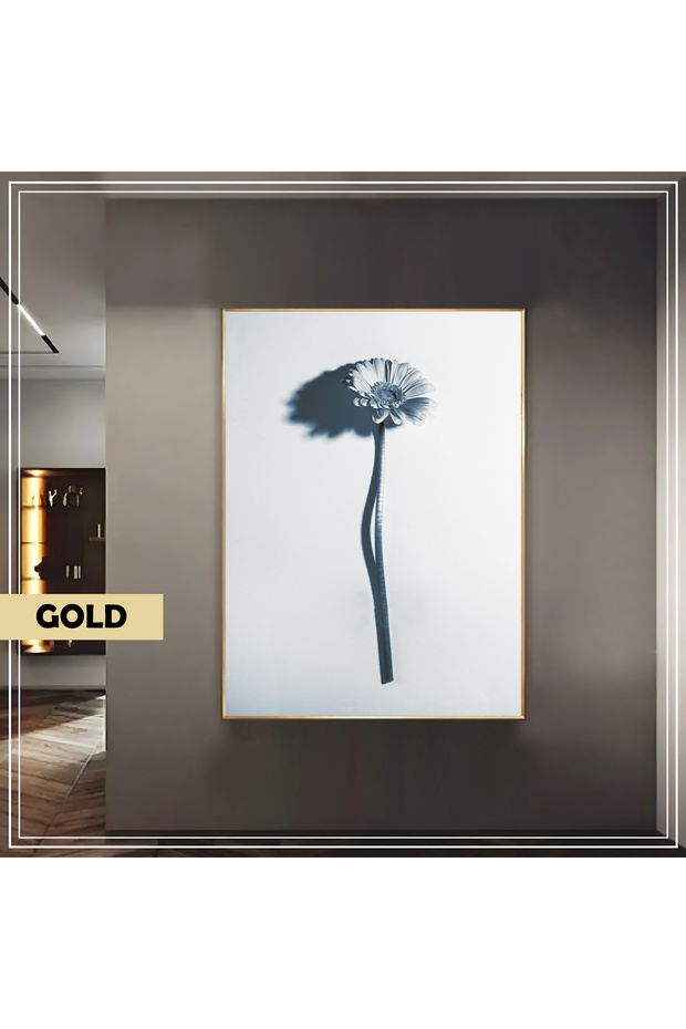 Amazing | Blue Gray Daisy Model | Framed Tempered Glass Table Single Vertical
