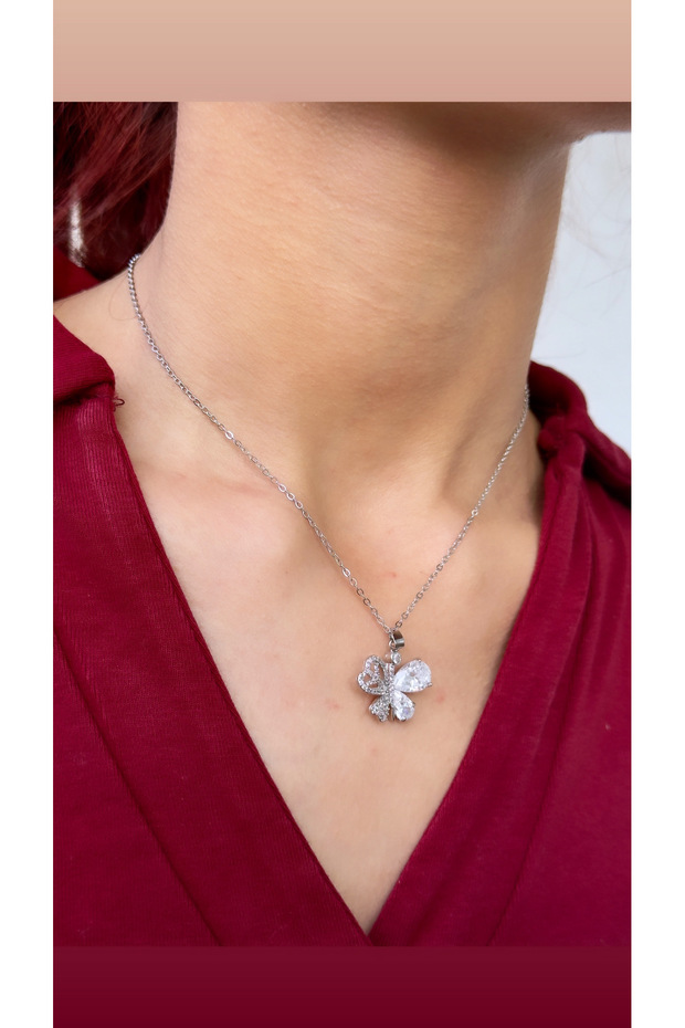 Steel Necklace Tarnish Resistant Antiallergic Butterfly Figure (2 Years Importer Warranty)