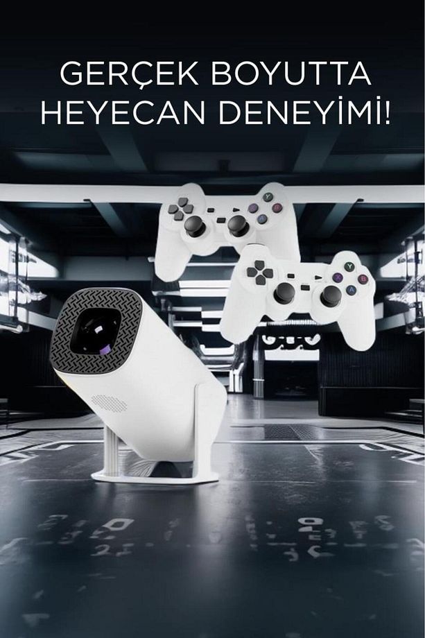 P30 Max Mini Beyaz Taşınabilir Retro Video Konsolu Android Akıllı Projektör Projeksiyon - 6