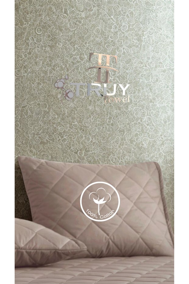 Quilted 100% Cotton Pillow Mattress Cover Light Brown