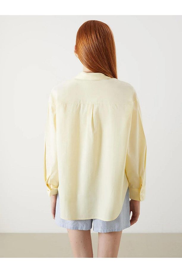 XSIDE Sari Oversize Poplin Kadın Gömlek (S5) - 4