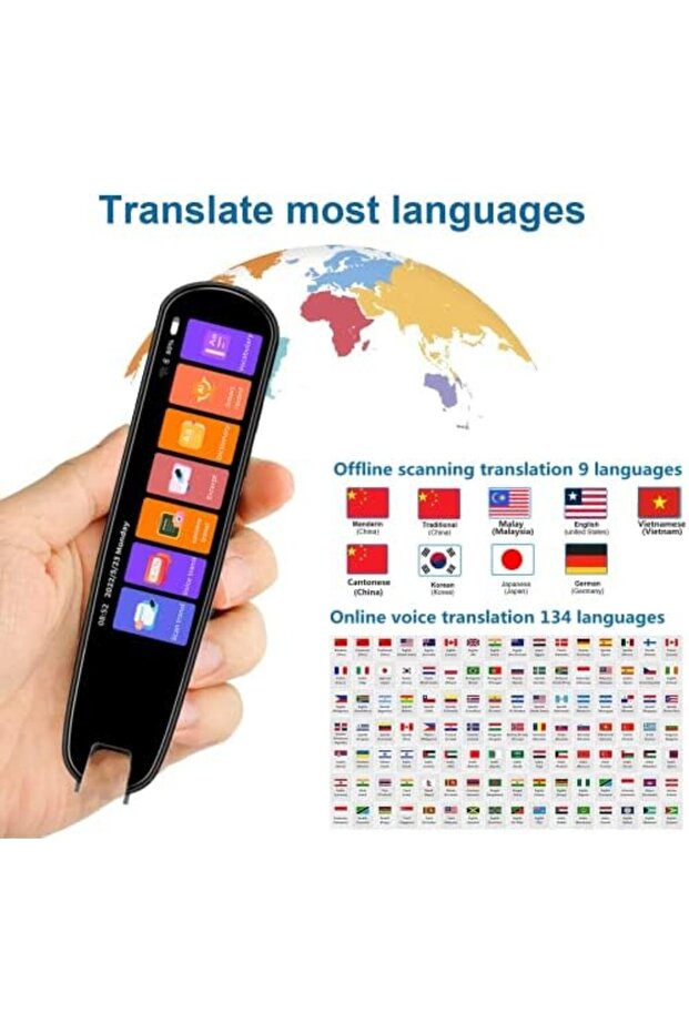قلم ترجمة، قارئ مسح ضوئي، جهاز تحويل النص إلى كلام، جهاز مترجم اللغة، دعم 134 شبكة محلية - 3