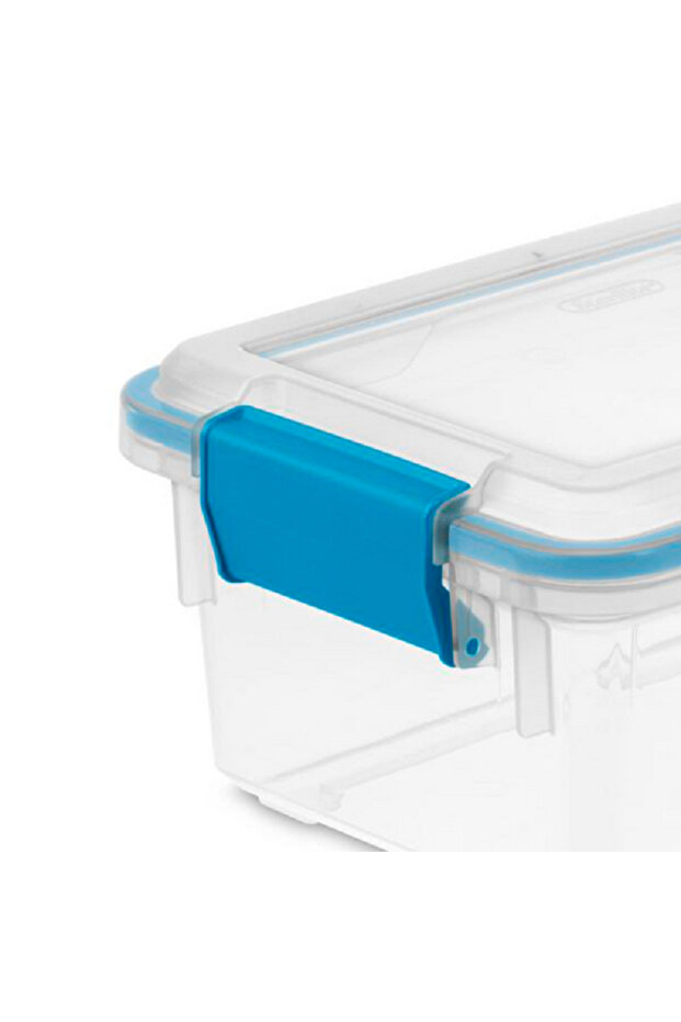 Stackable Rectangular Space Saving Gasket Storage Box Clear and Blue 7.5qt - 4