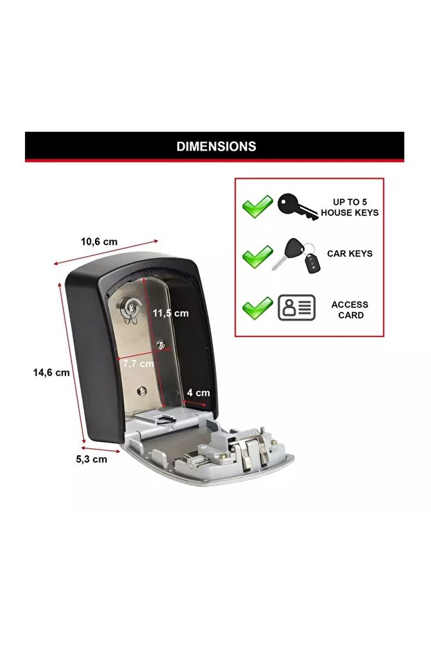 Masterlock metal key box, with resettable code, 115x77x40 mm - 5