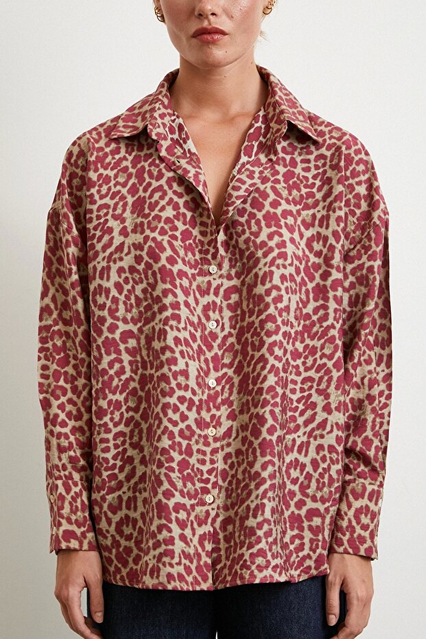 قميص جافانيز بنمط الفهد أخضر - 4