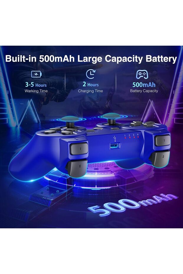 PS-3 Wireless Controller with High Performance Upgraded Joystick Rechargeable Battery - 7