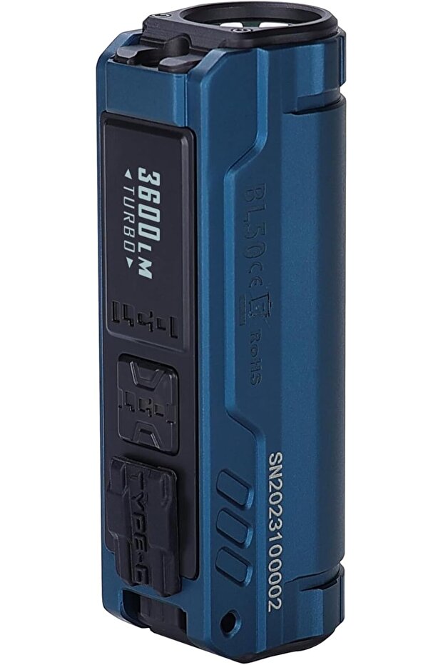 BL50 Mini Flashlight 3600 Lumens Dual Light Source EDC Torch with White LED and UV Light, Bu - 1