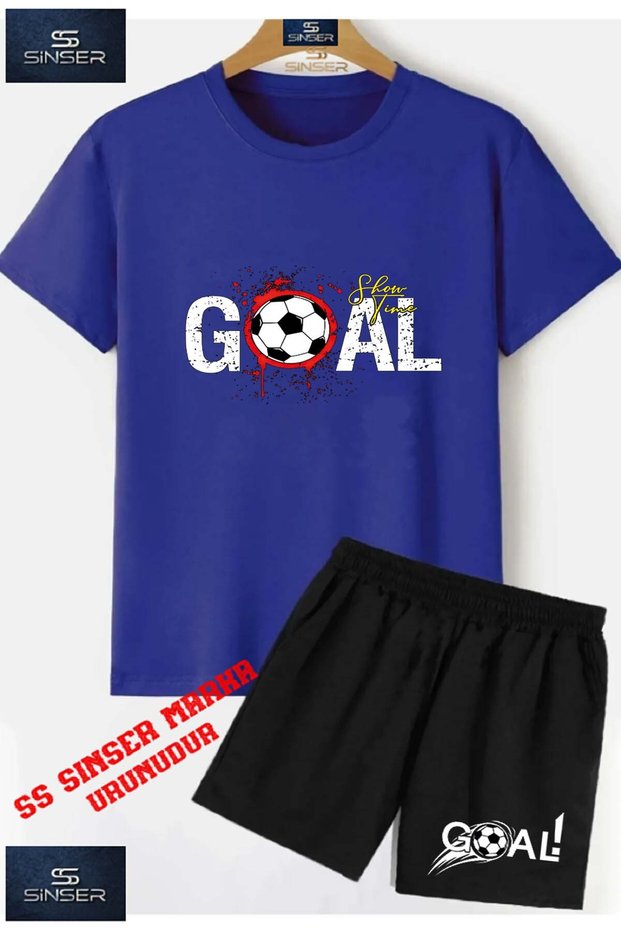 Children's Unisex “Goal Lekeli Written Ball“ Special Printed Crew Neck T-Shirt - Shorts Set
