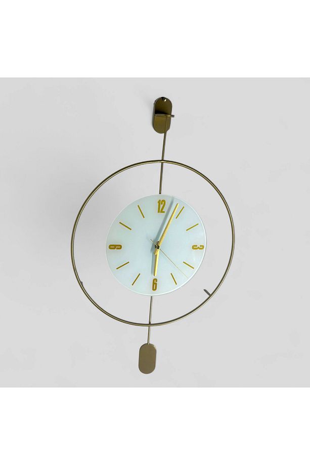 Modern Minimal Çember Tasarımlı Dekoratif Duvar Saati – Gold Detaylı - 4