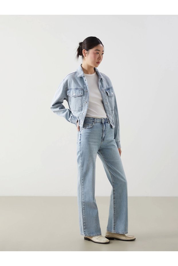 Xside Blue High Waist Wideleg Women's Jean Pants