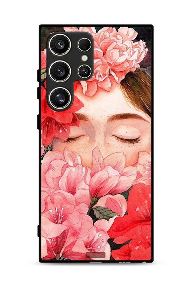 Samsung Galaxy S24 Ultra 5G Protective Case Cover Girl Face Hide In Flowers Art