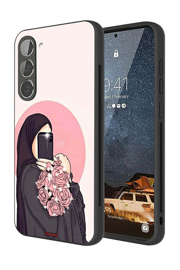 غطاء حماية لهاتف سامسونج جالاكسي إس 23 بلس 5G، فن التقاط صور سيلفي مع حمل الزهور