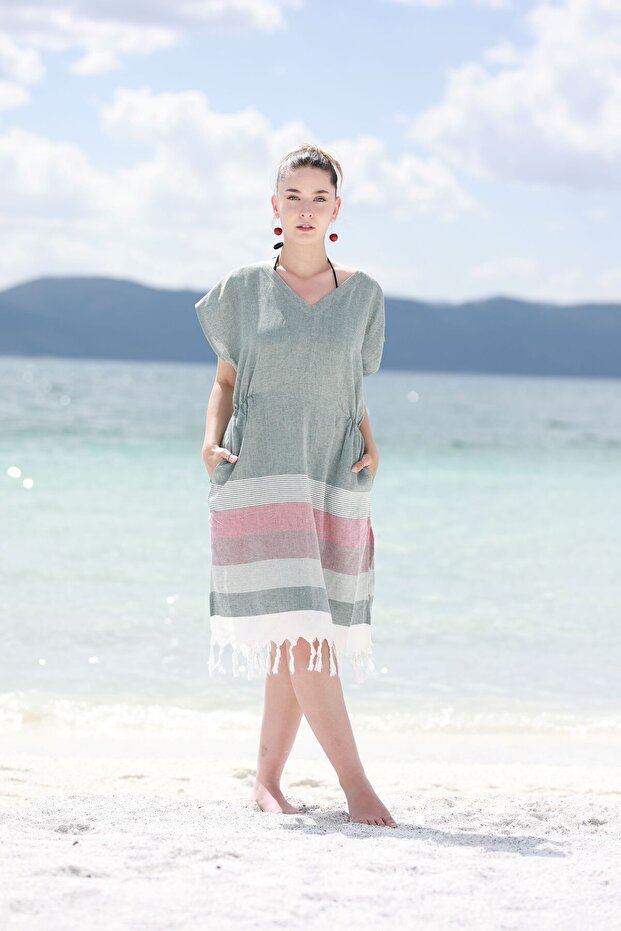 Peshtemal Long Beach Dress, Long Peshtemal Beach Dress with Slit