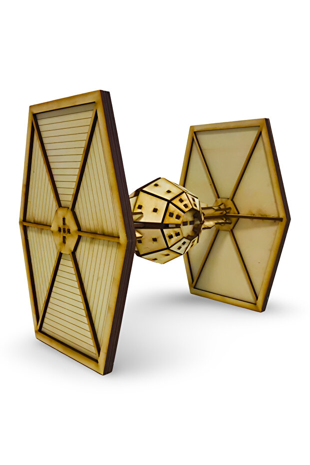 Ahşap TIE Fighter Maketi - 3D Ahşap Kit - Dekoratif Sci-Fi Uzay Aracı Maketi - 3