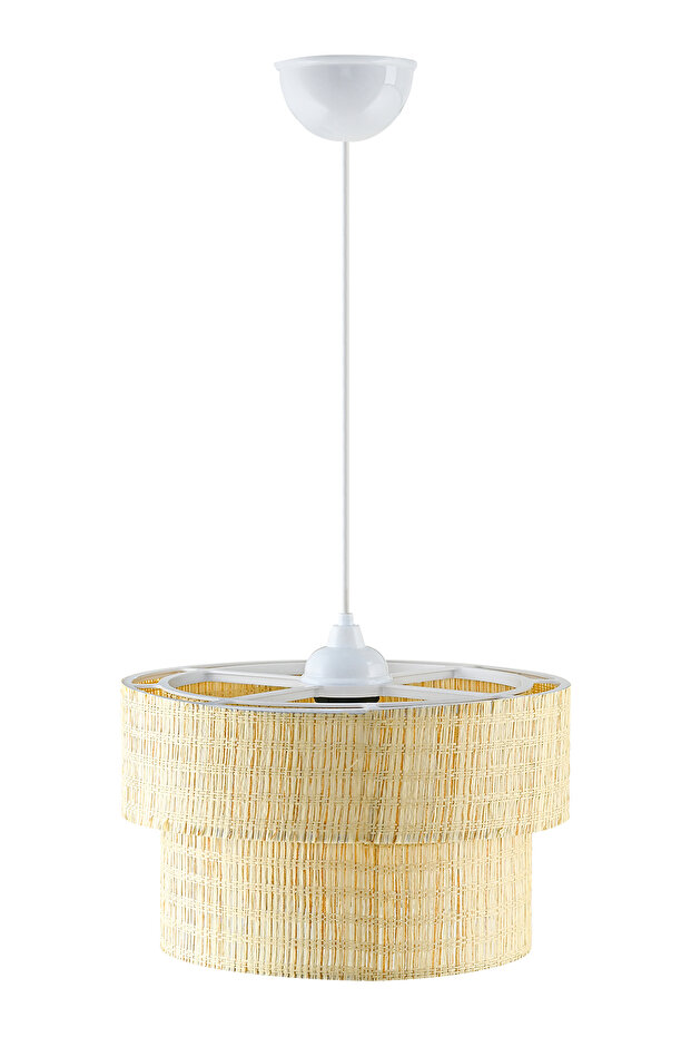 Bambu Hasır Modern Doğal Hazeran Rattan 2 Katlı Sarkıt Avize - 5