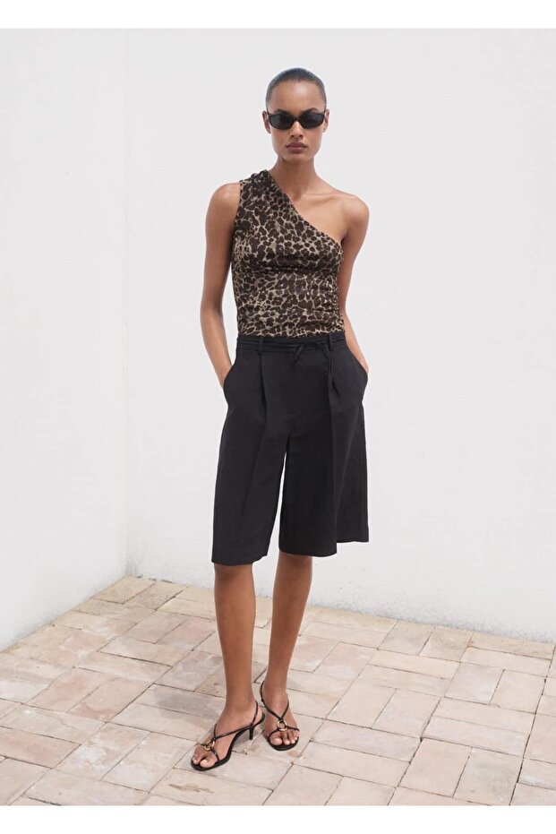 Asymmetrische Bluse mit Leopardenmuster - 2