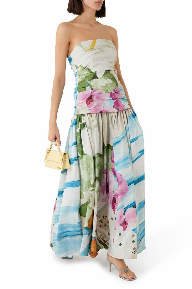 Nershall Maxi Dress, Dokulu Baskılı Uzun Gece Elbisesi - 3