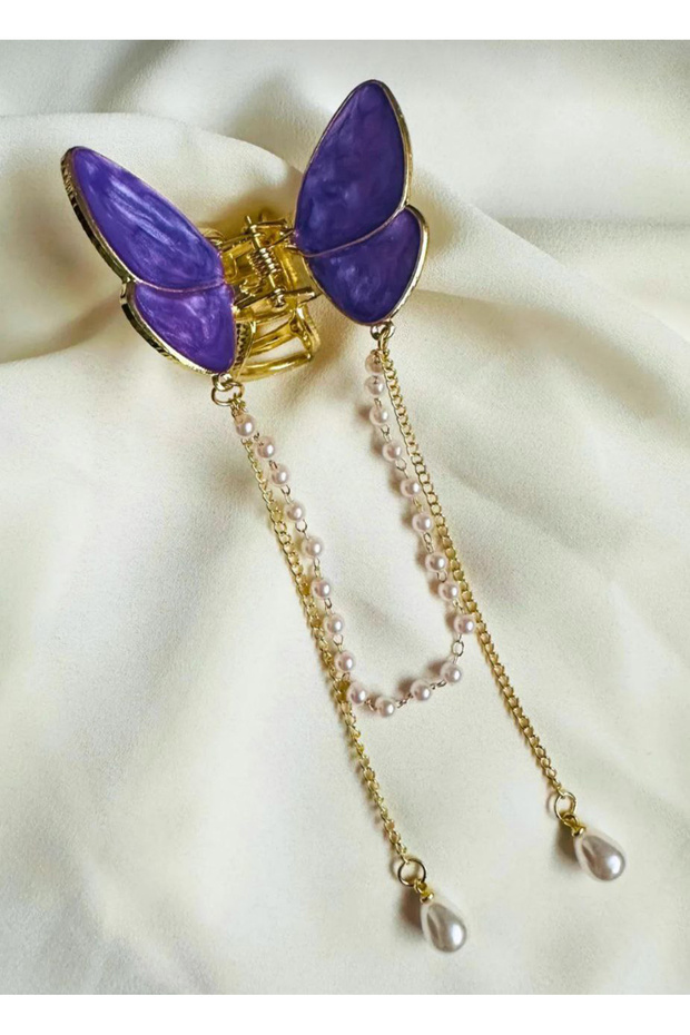 Elegant Butterfly Design Pearl Detailed Latch Buckle