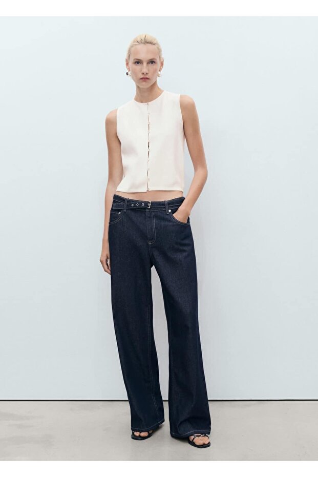 Düğmeli ince triko yelek - 2