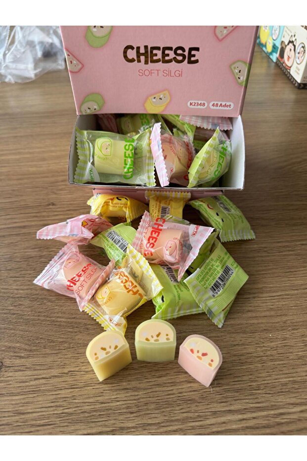 3 Adet Şekilli Silgi bez çanta hediyeli - 1