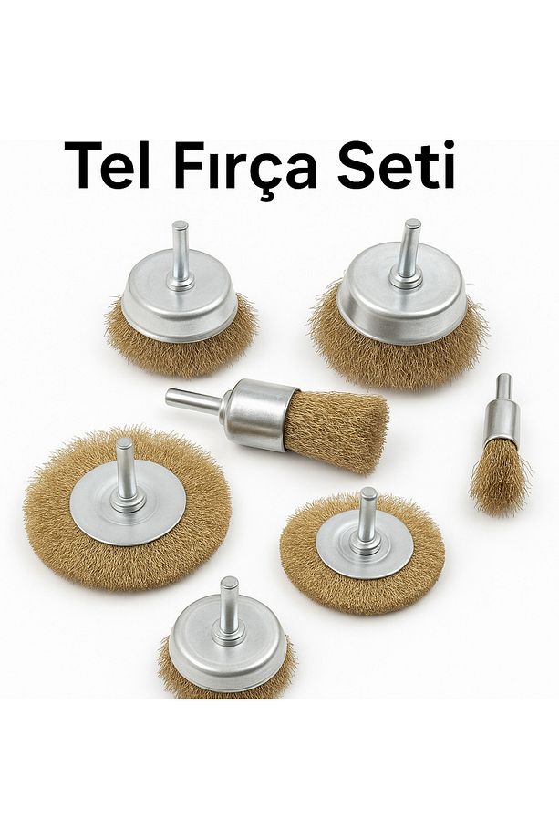 6 Parça Dairesel Çelik Pimli Tel Fırça Seti Matkaba Takılabilir Tel Fırça Seti - 2