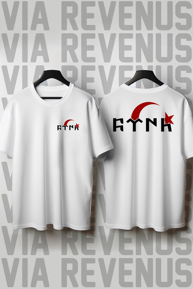 Gokturk / Ayyıldız Front and Back Printed Crew Neck Wide Fit Unisex Tshirt