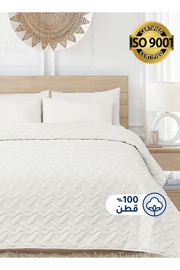 طقم أغطية سرير قطنية مكون من 3 قطع يناسب سريرًا فرديًا مقاس 120 × 200 سم، سلسلة Elmira