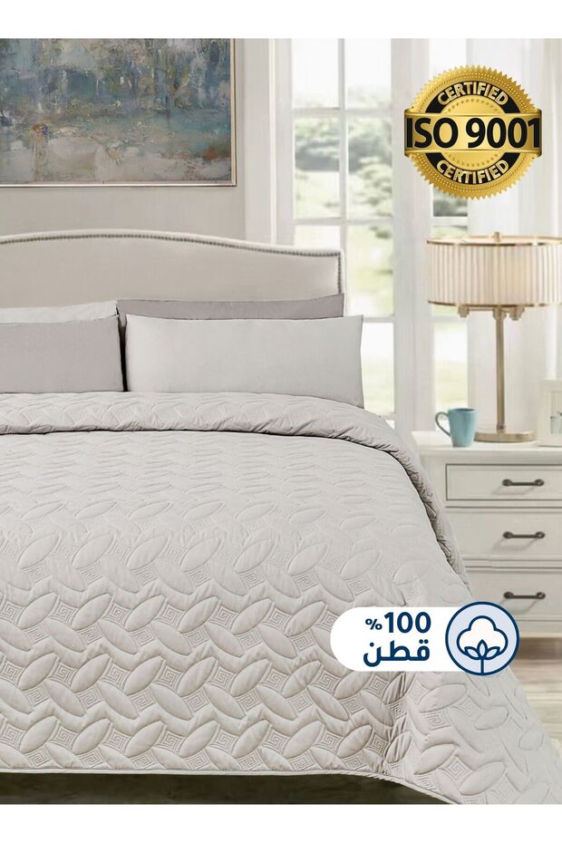 طقم أغطية سرير قطنية مكون من 4 قطع يناسب سرير مزدوج مقاس 200 × 200 سم من سلسلة Elmira
