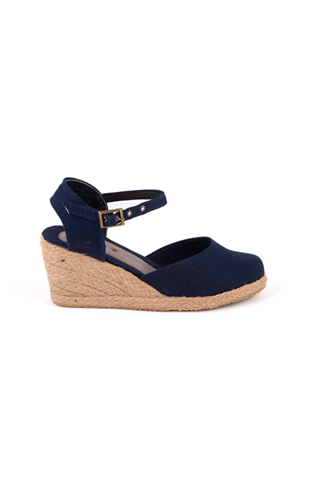 Real Handmade Open Heel Ankle Strap Wedge Heel Linen Straw Women's Espadrille Handmade