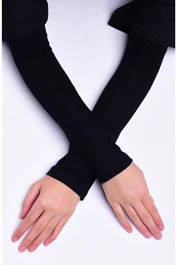 كم حجاب عملي، كم صلاة من القطن الممشط، أسود عادي - 1