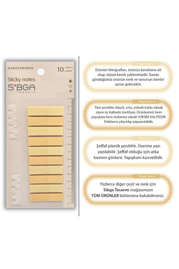 Şeffaf Sarı Postit Post-it Post It. Kitap Ayracı Ayraç Postit Sticker Not Kağıdı 200 Yaprak - 5