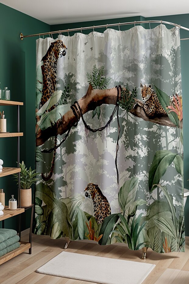 Bathroom Curtain, Leopard in Nature Shower Curtain, Bathtub Curtain 175X200Cm