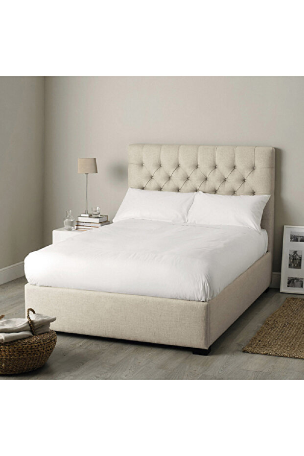 ملاءة سرير مستطيلة مقاس كوين بيضاء مقاس 150×200+30 سم - 1