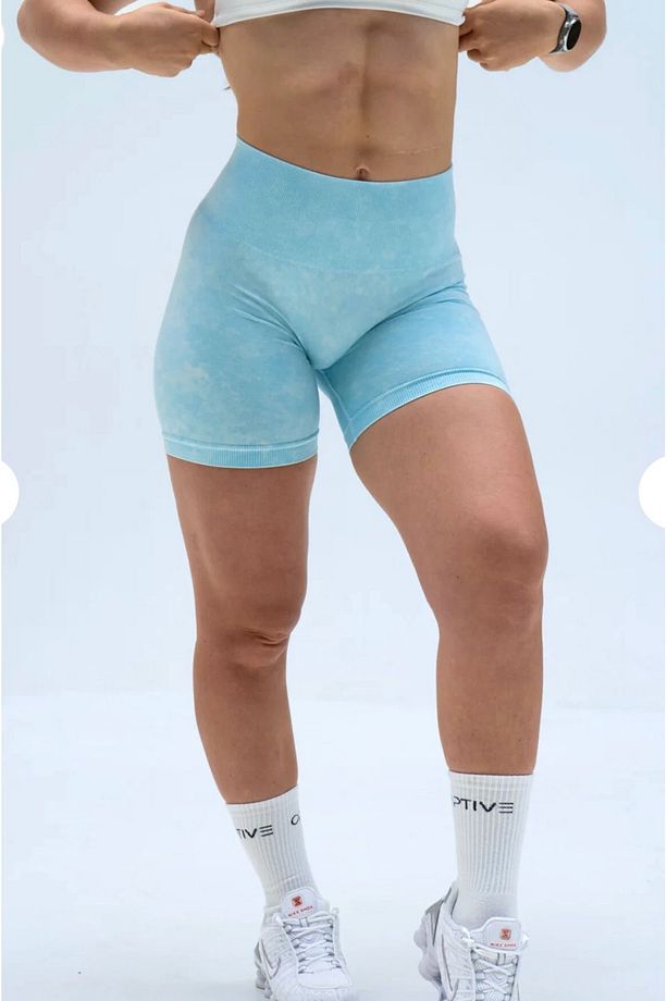 Dikişsiz yüksek bel push up batik desen spor şort tayt - 2