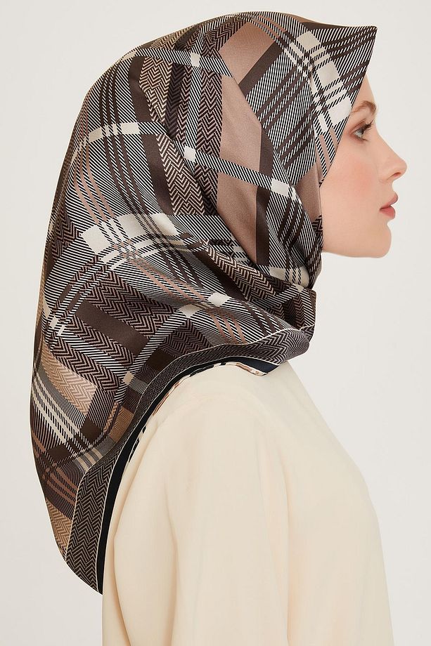 İpek Eşarp 2025 Kış - 9223-32 Siyah Vizon Twill - 3