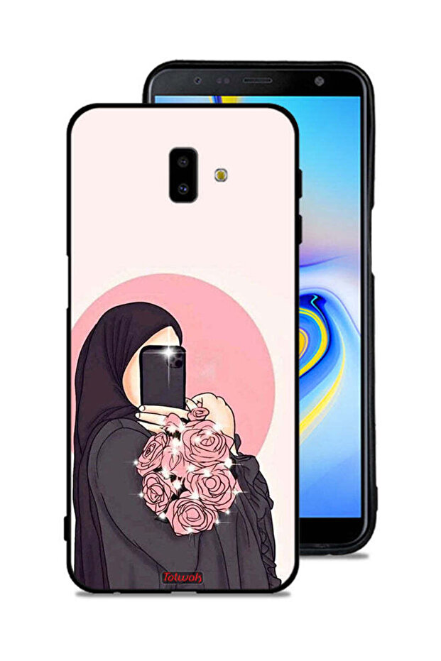 غطاء حماية لهاتف Samsung Galaxy J6 Plus بتصميم فن التقاط صور سيلفي مع حمل الزهور