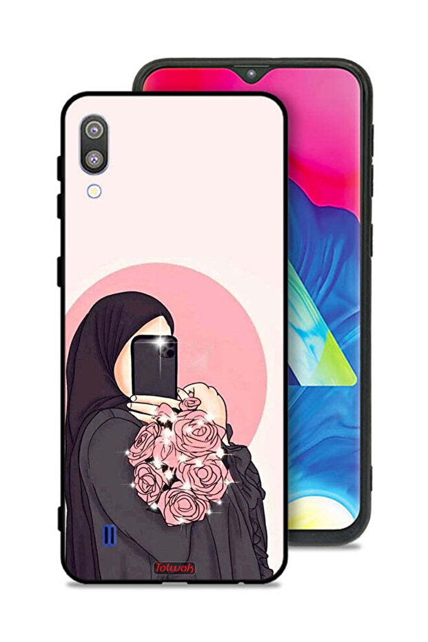غطاء حماية لهاتف Samsung Galaxy M10، فن التقاط صور سيلفي مع حمل الزهور