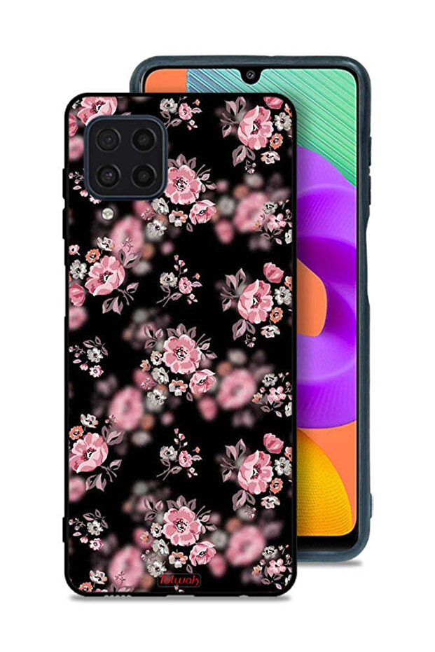 Samsung Galaxy M22 Protective Case Cover Portrait Flowers Pattern