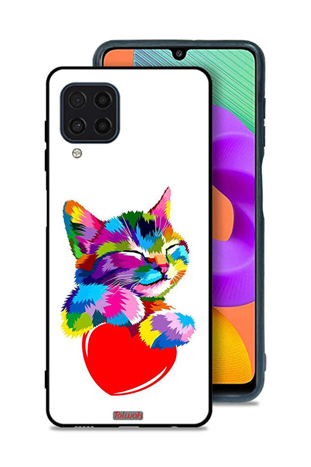 Samsung Galaxy M22 Protective Case Cover Colourful Kitten