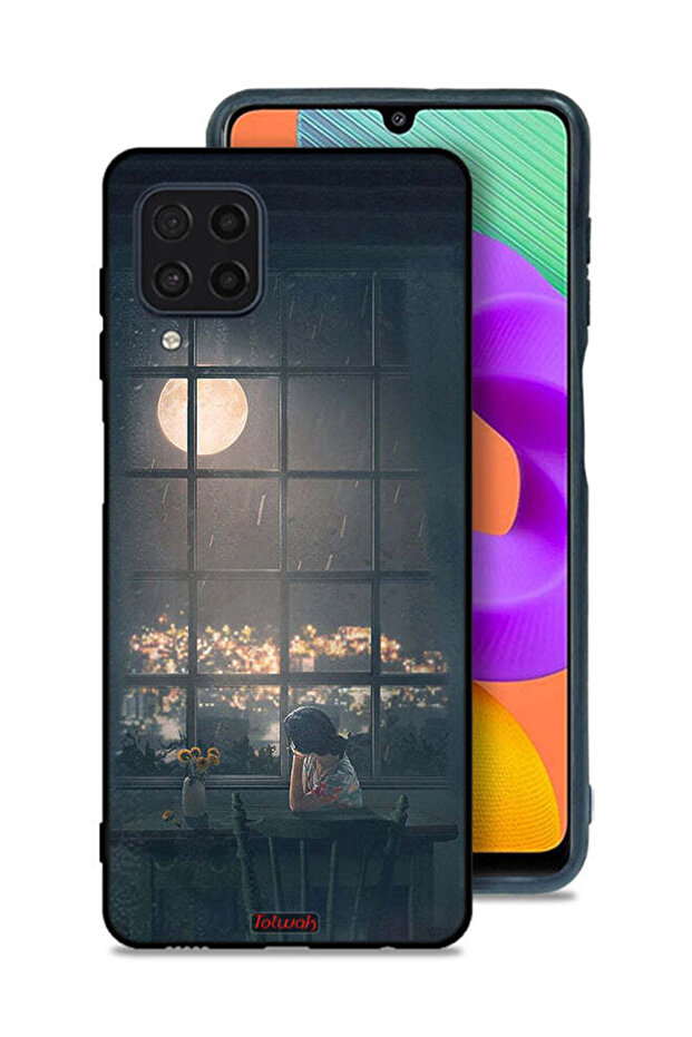 Samsung Galaxy M22 Protective Case Cover Looking At Moon Art