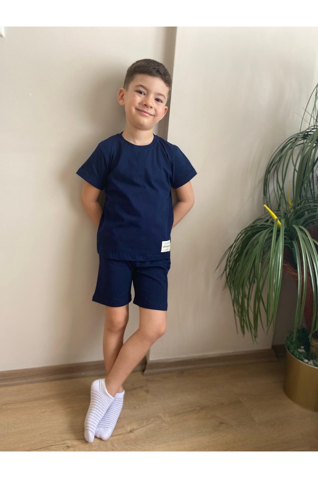 Crew Neck T-Shirt Shorts Boys Double Suit
