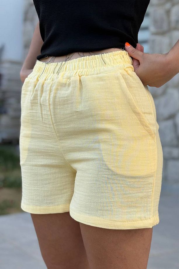 Müslin Kumaş Kısa Şort 40 Cm boy %100 pamuk ;Terletmez Renk atmaz - 1