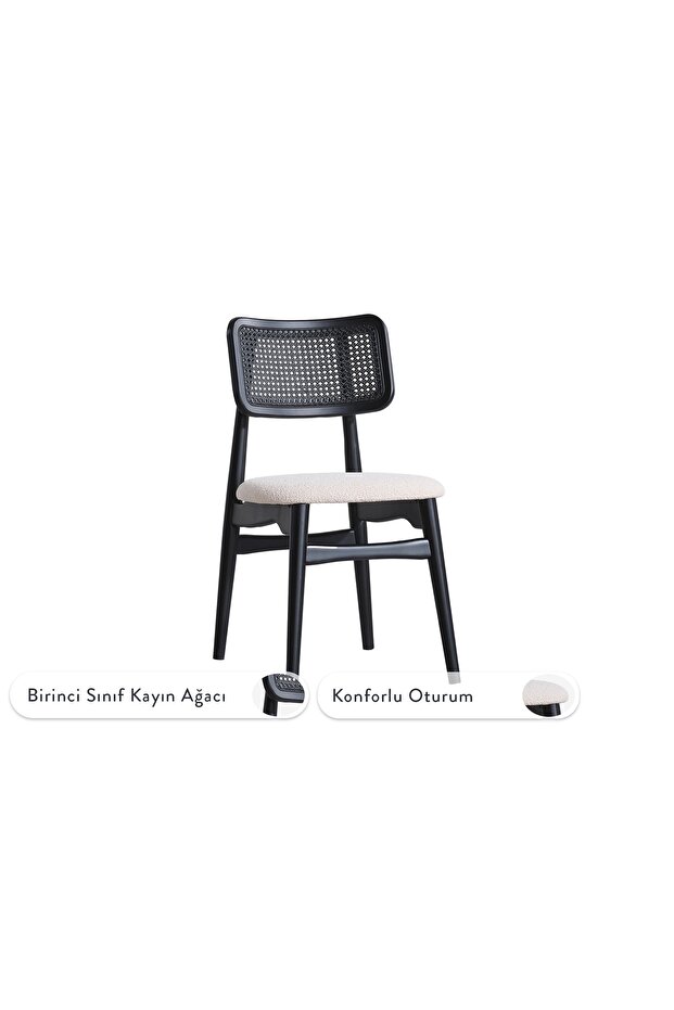 VERA SANDALYE, SİYAH, KREM - 2