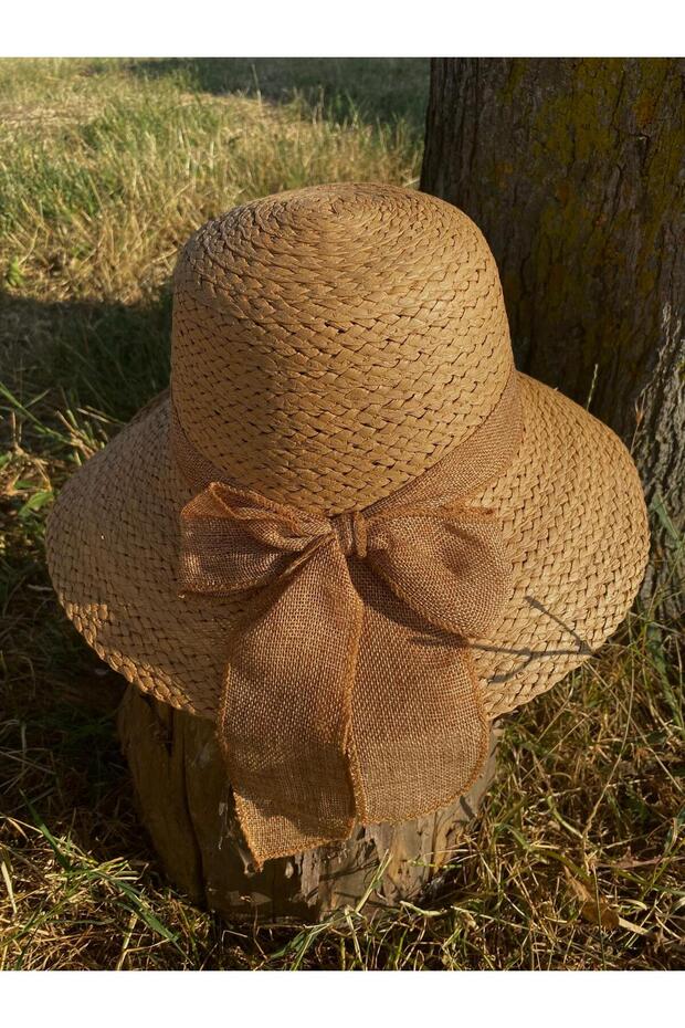 Fiyonk Detaylı Taba Hasır Şapka - 1