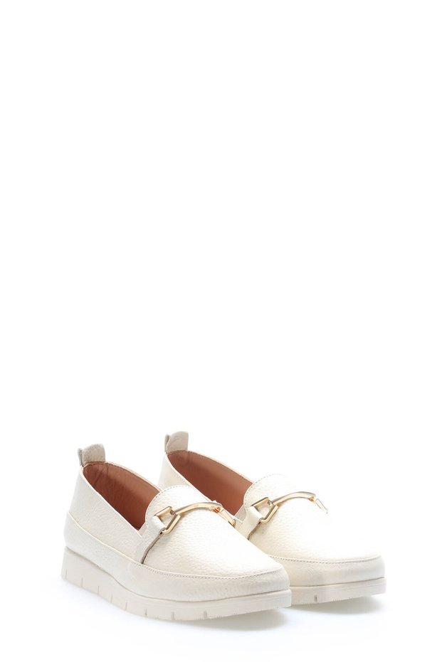 Tugerdi Beige Genuine Leather Buckle Light Sole Quality Women's Casual Shoes Tg09135261221154